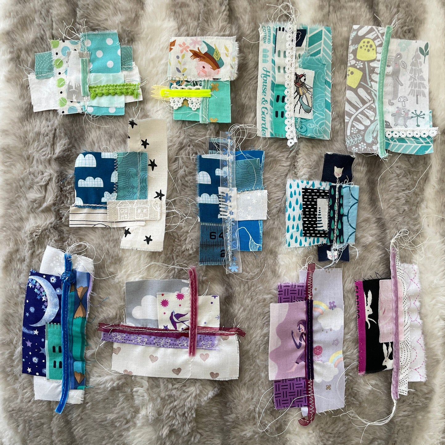 journal fodder | Sewn Snipped Bits | mini scrap quilt | fabric ephemera | tiny patchwork quilt | eye candy for your journal