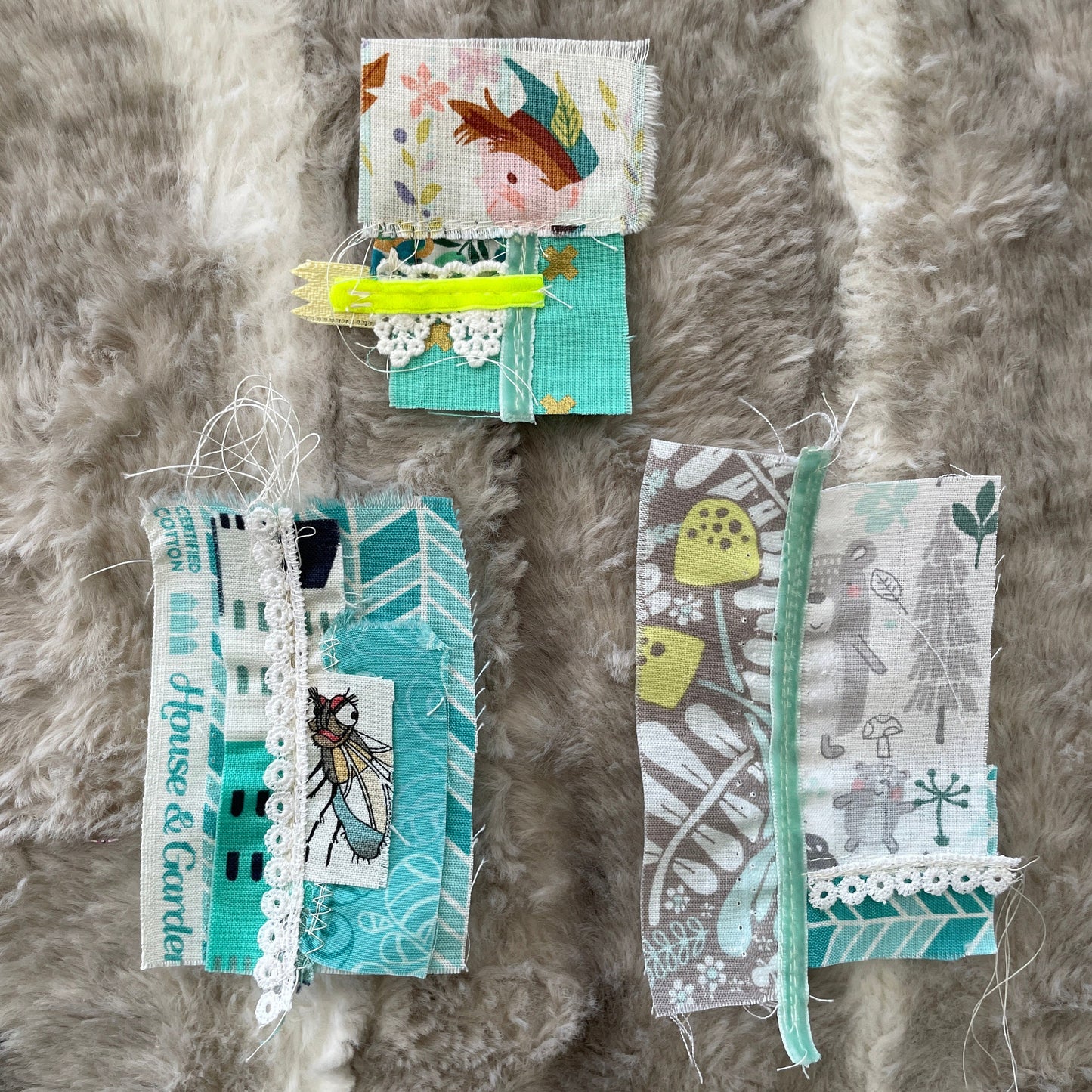 journal fodder | Sewn Snipped Bits | mini scrap quilt | fabric ephemera | tiny patchwork quilt | eye candy for your journal
