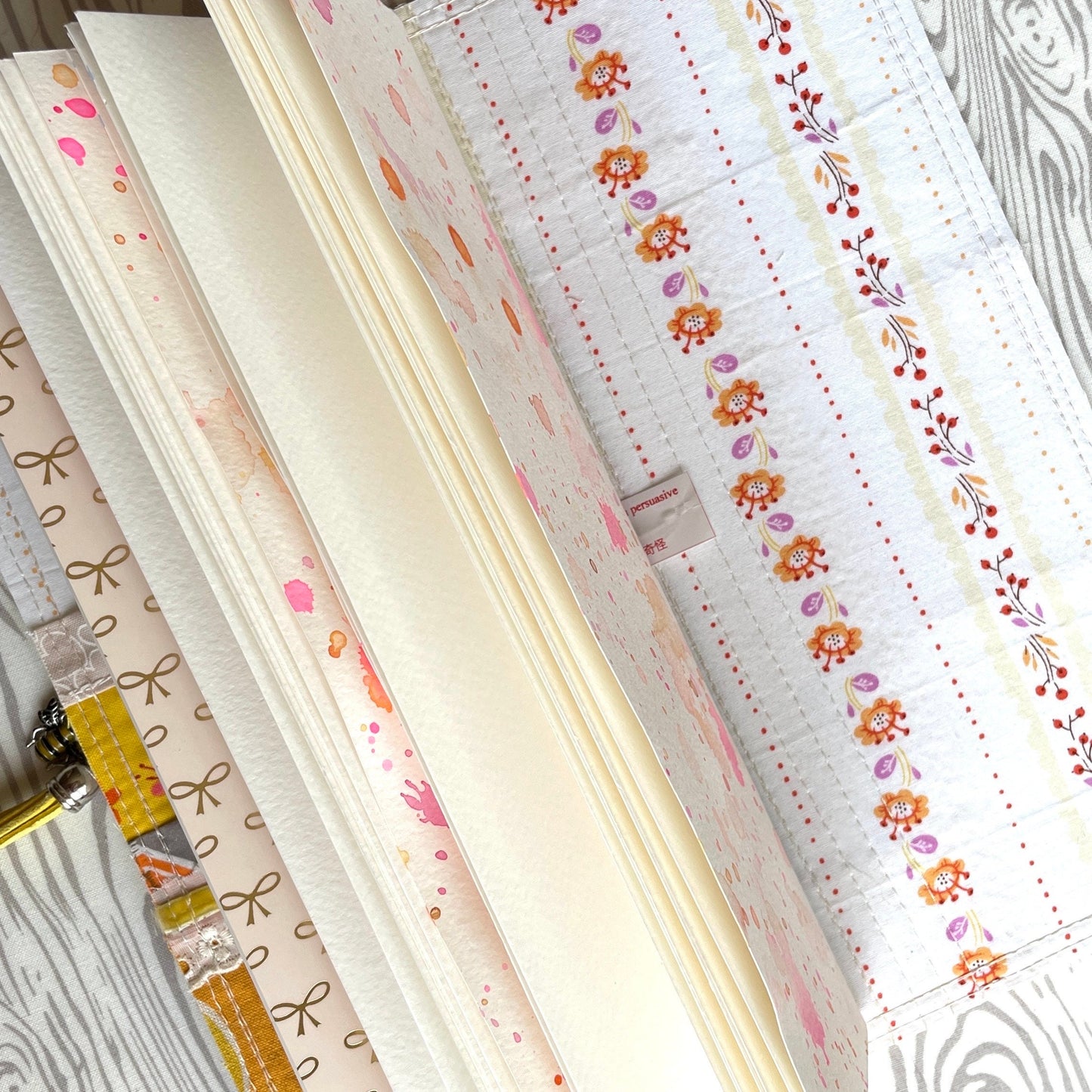Spring Fever refillable watercolor journal with patchwork quilted cover | yellow & pink mixed media sketchbook | ooak blank fabric notebook