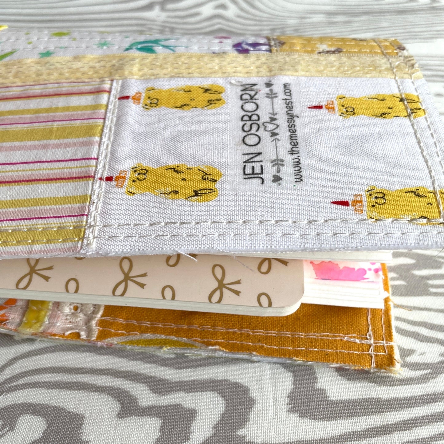 Spring Fever refillable watercolor journal with patchwork quilted cover | yellow & pink mixed media sketchbook | ooak blank fabric notebook