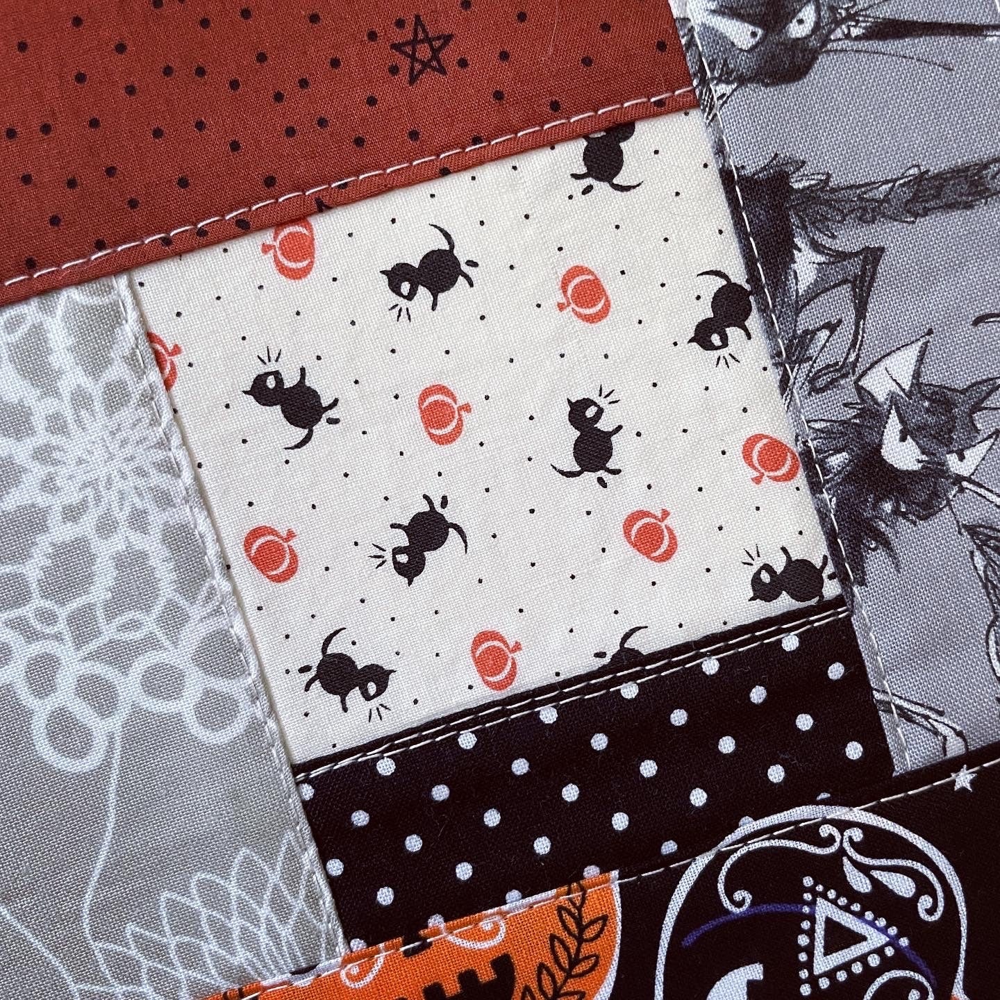Inktober / Halloween refillable art journal with quilted fabric cover & cold press watercolor paper - perfect for ink drawing or sketching.