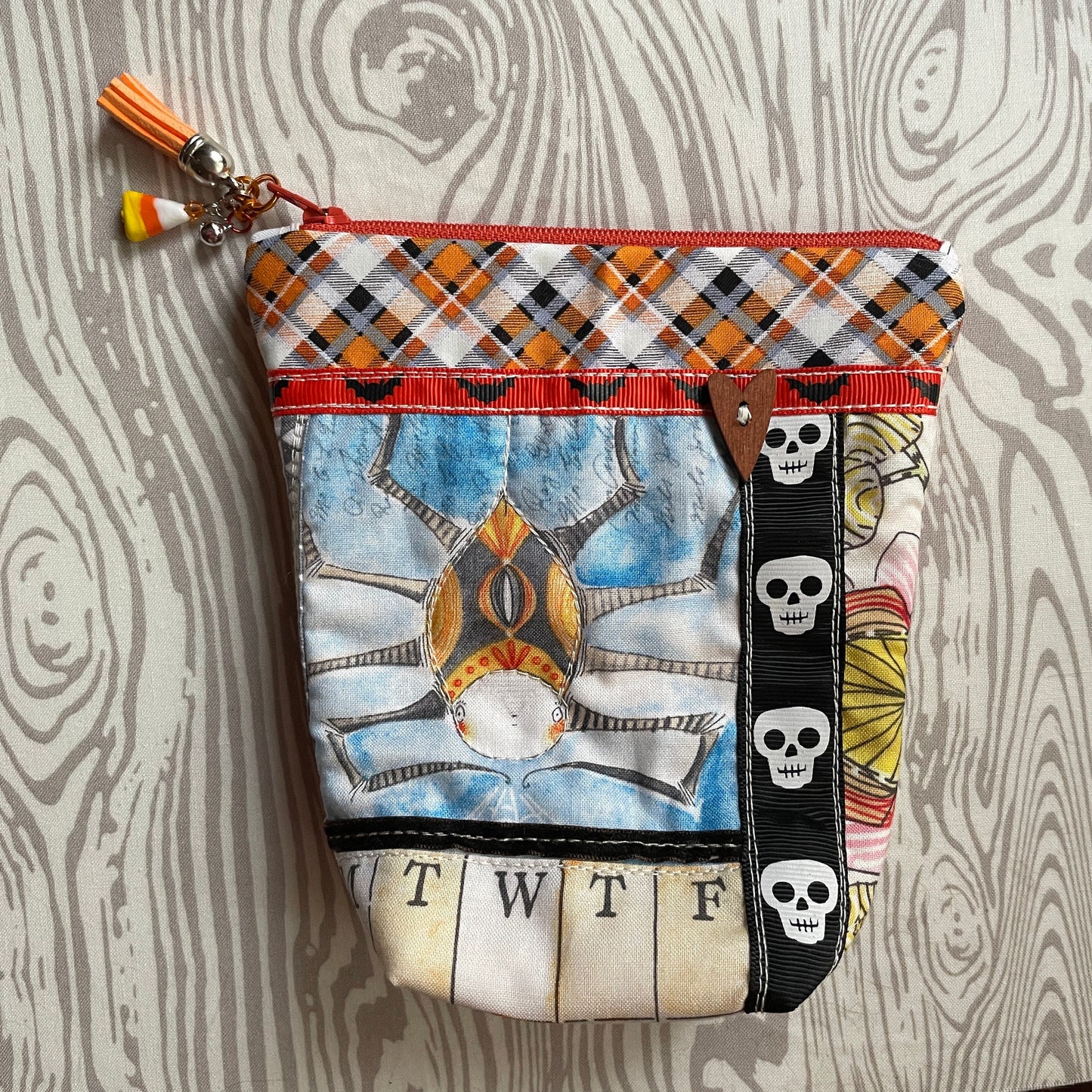 Cori Dantini Halloween Gift Set | patchwork watercolor journal | scrappy quilted zipper pouch | spooky spider mugrug