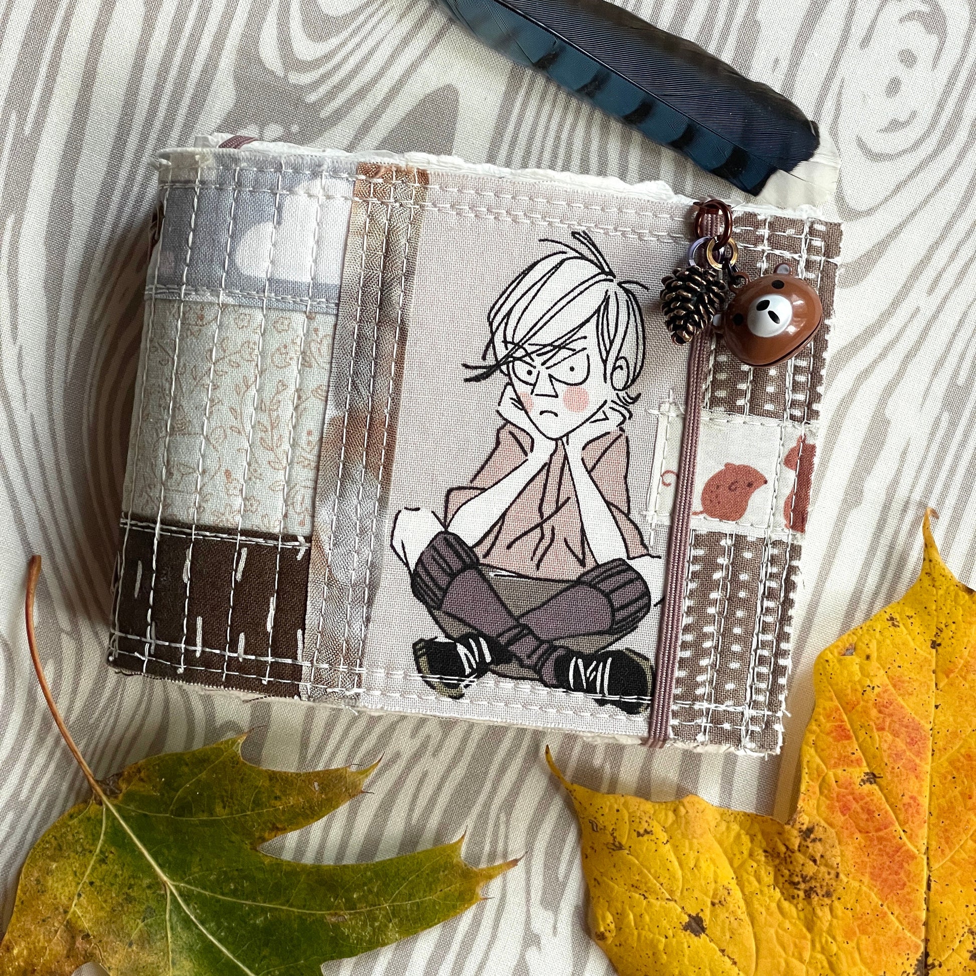 Little Boys Pocket Mouse fauxdori | TINY watercolor travelers notebook | small refillable mixed media journal | cute quilted sketchbook