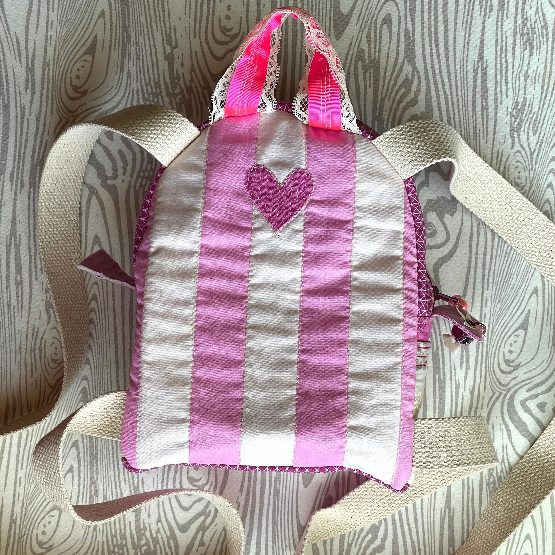 Quilted Mini Backpack - Owl See Ya Later | Cute & sturdy back pack in Cori Dantini fabric | size small - fully lined w/ ooak handdyed fabric