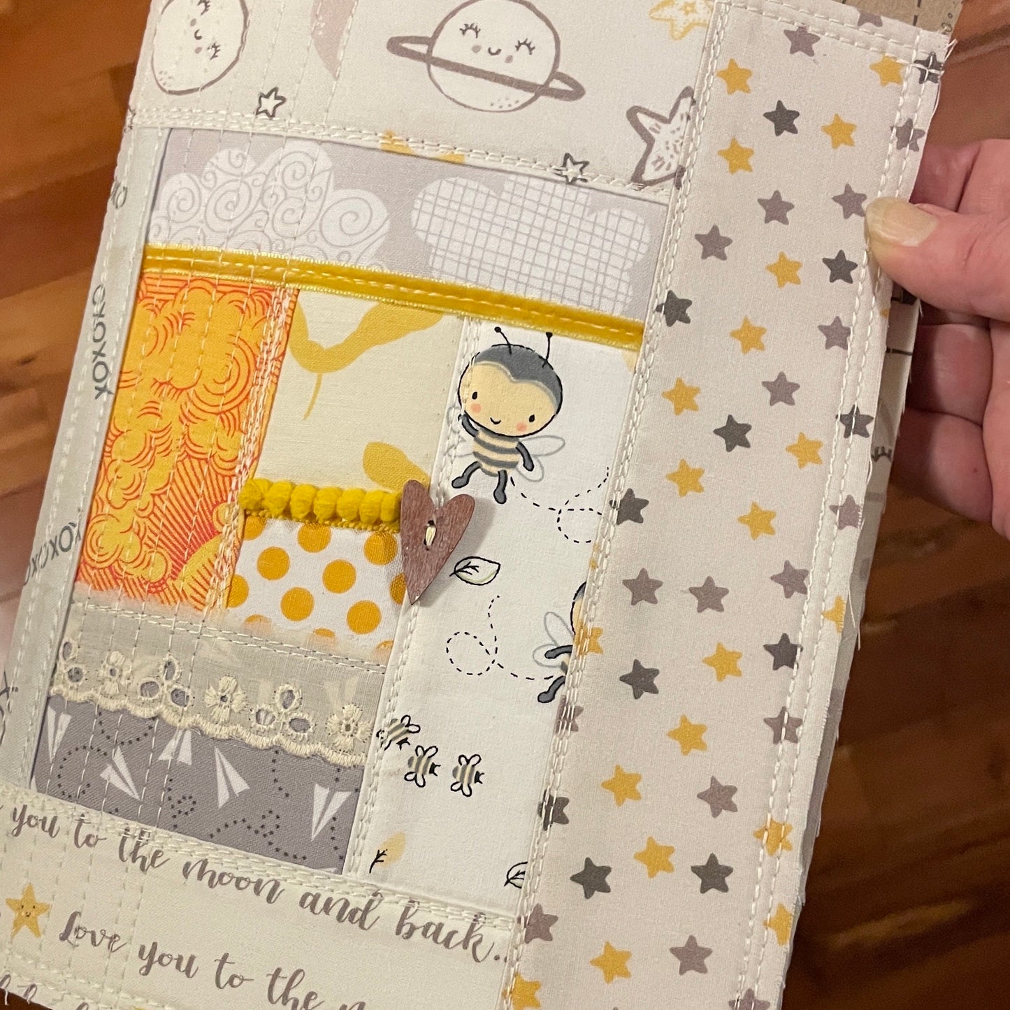 Blank Baby Book w/ quilted fabric cover | ooak refillable scrapbook album w/ removable pages | sewn in cute nursery prints | 2 growing sizes